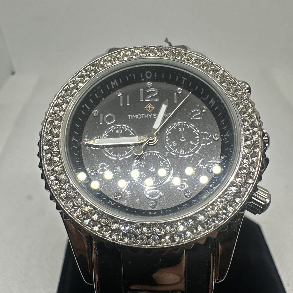 Timothy Stone Amber Women's Watch Black Ceramic Swarovski Crystal Bezel Quartz